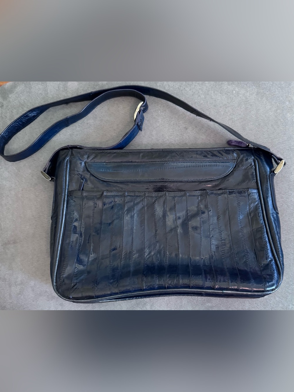 Vintage Navy Blue Eel Skin Shoulder Bag